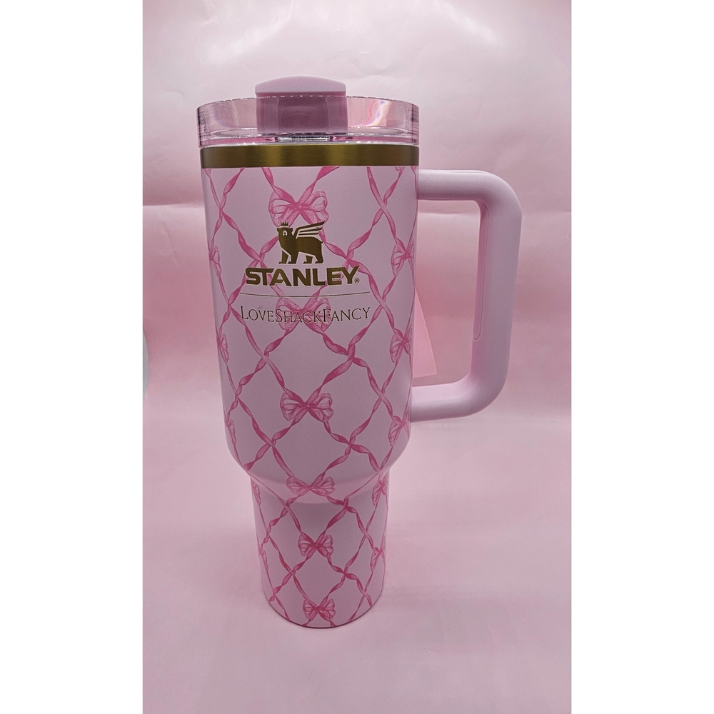 Authentic Loveshackfancy Stanley Pink Tumbler with Handle 40 oz